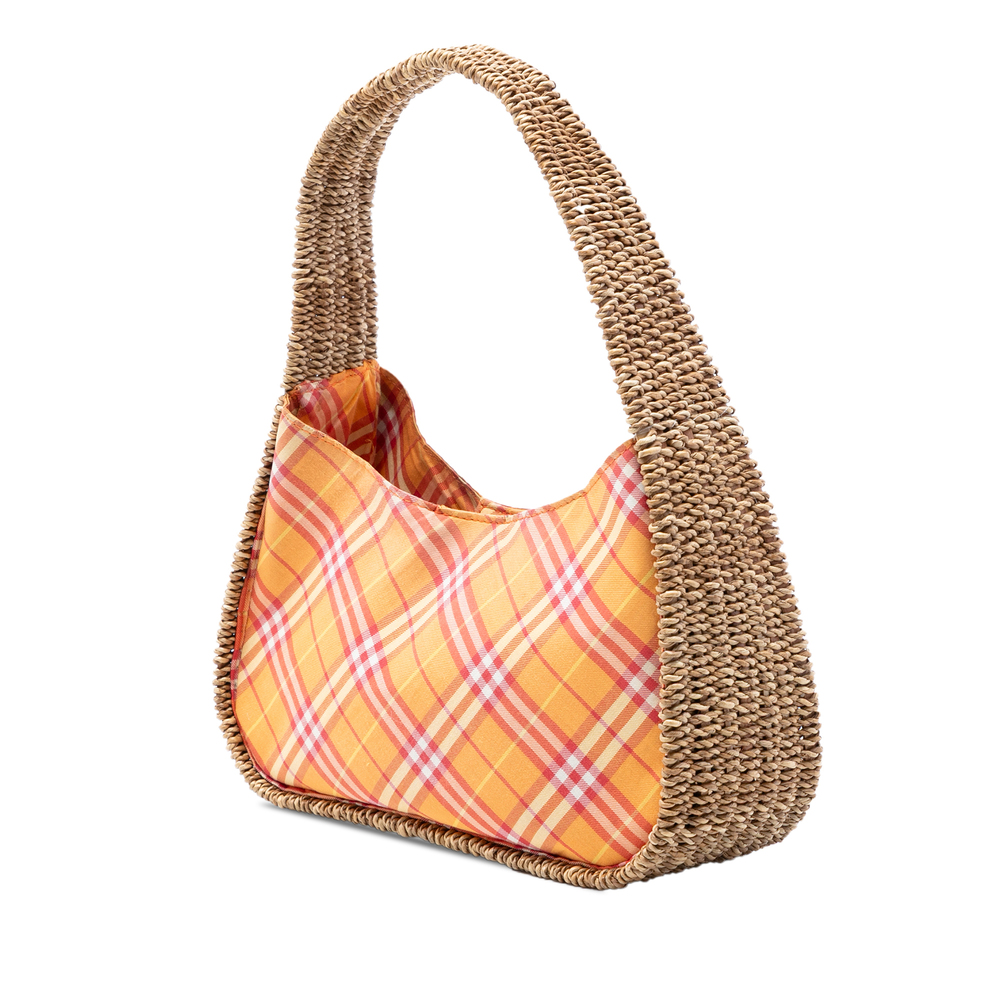 Pre-Loved Burberry Nova Check Canvas and Raffia Shoulder Bag - Picture 2 of 6